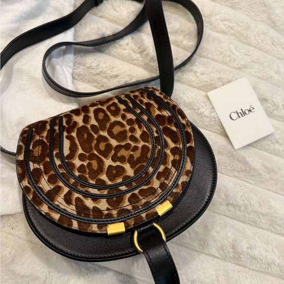 CHLOE Marcie Small Crossbody Bag in Leopard-Print Calf Hair NWT - Picture 5 of 16